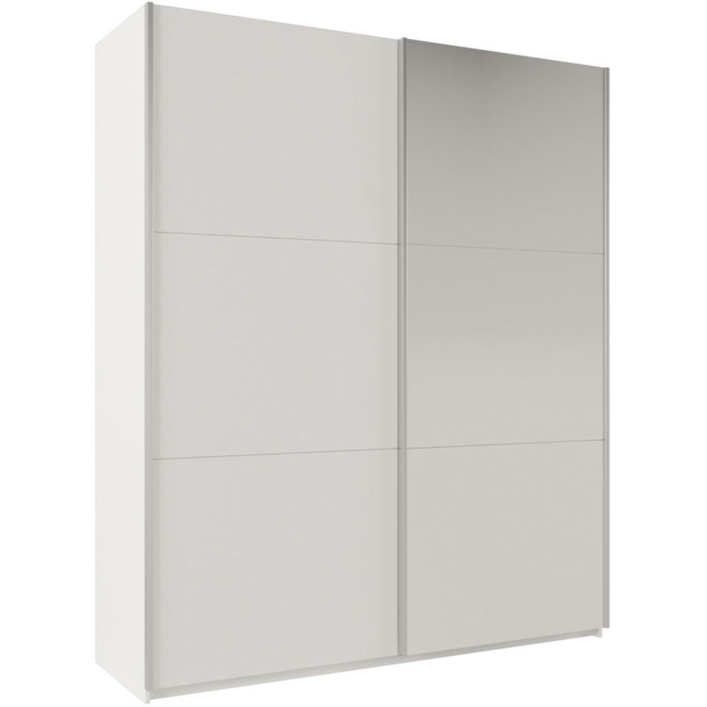 SCHWEBETÜRENSCHRANK Rossa mit 2 Türen und Spiegel, 200 cm, Weiß - Weiß, Holzwerkstoff (200/244/65cm) - Beautysofa