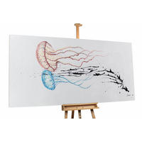 XXL ÖLGEMÄLDE Blau 200/100 cm - Blau/Rot, Holz/Textil (200/100cm) - KUNSTLOFT