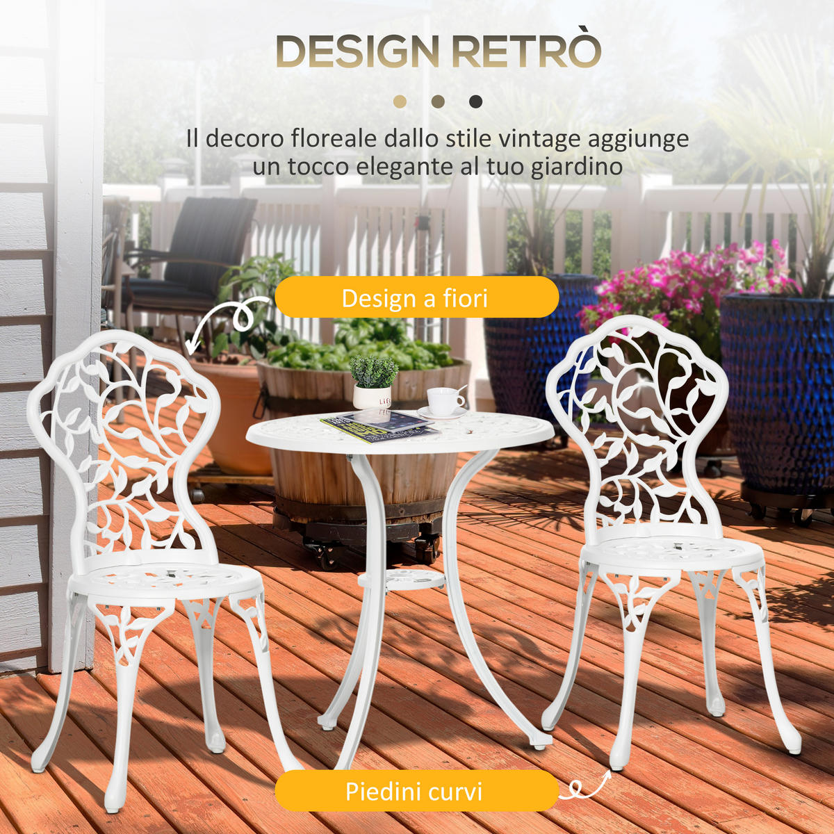 GARTEN-BEISTELLTISCHSET Weiß 3 Stück - Weiß, Naturmaterialien (61/61/66.5cm) - GiPP