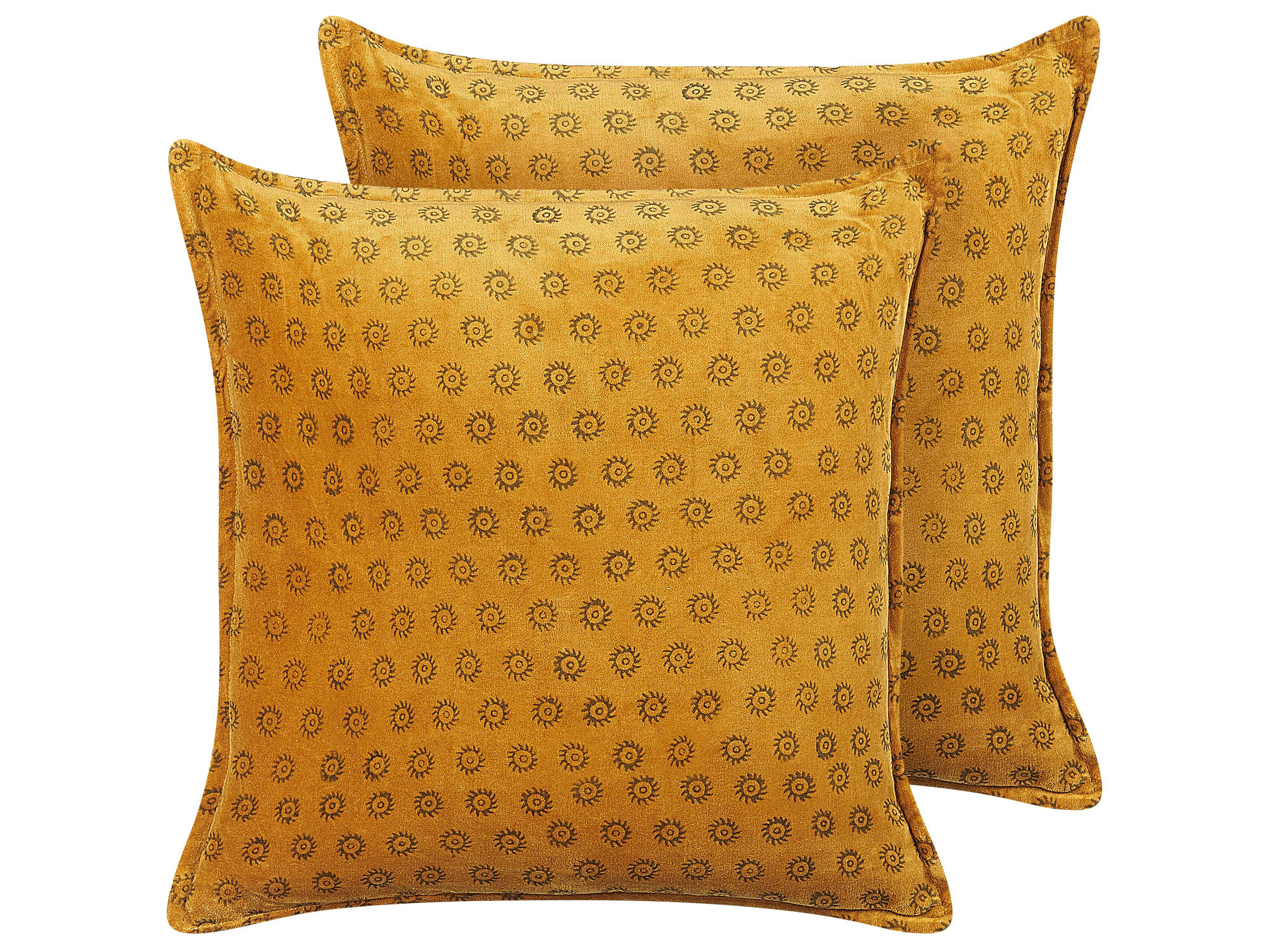 SAMTKISSEN 2er-Set Senfgelb 45/45 cm Rapis - Dunkelgelb, Textil (45/45cm) - Beliani
