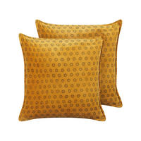 SAMTKISSEN 2er-Set Senfgelb 45/45 cm Rapis - Dunkelgelb, Textil (45/45cm) - Beliani