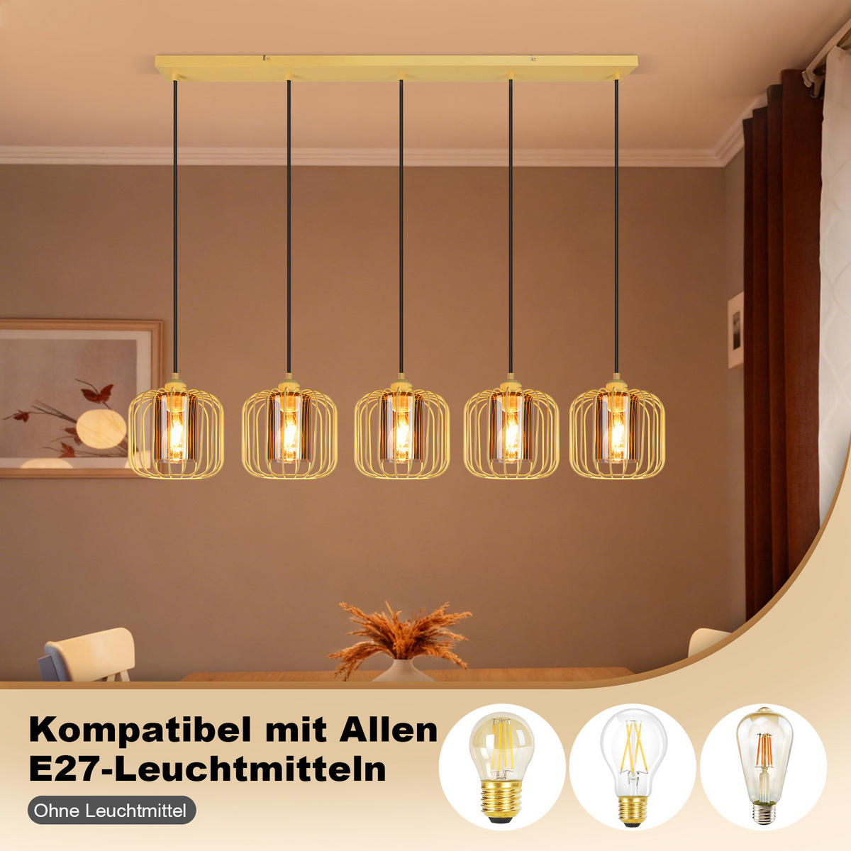 PENDELLEUCHTE Gideon 18/20/100 cm - Gelb, Metall (18/20/100cm) - ZMH