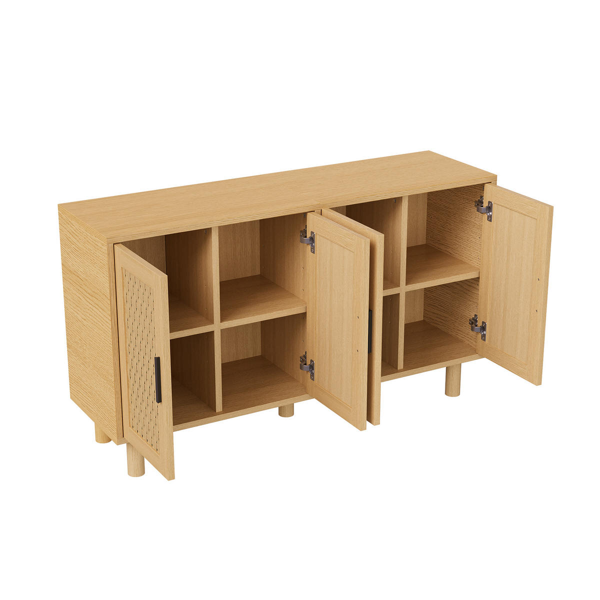 SIDEBOARD 140x40x80 cm Rattan Stauraum natur - Naturfarben, Holz (140/80/40cm) - Fortuna Lai
