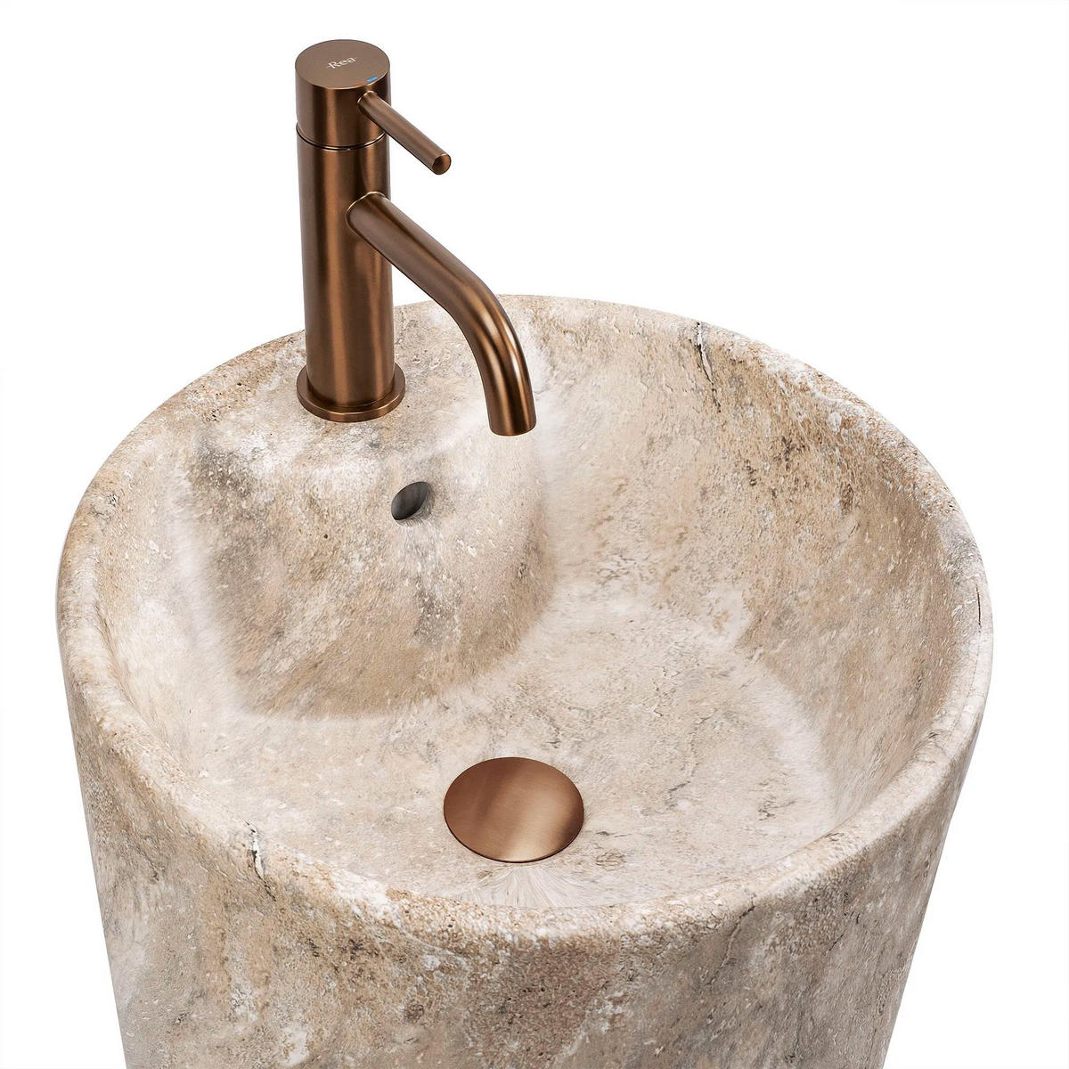 STANDWASCHBECKEN Rea Blanka Savana Matt - Beige, Keramik (40/85/40cm) - REA