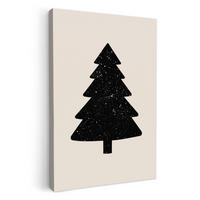 LEINWANDBILD Weihnachtsbaum - Schwarz - Urlaub - Beige 20x30 cm - Schwarz, Textil (20/30cm) - MuchoWow