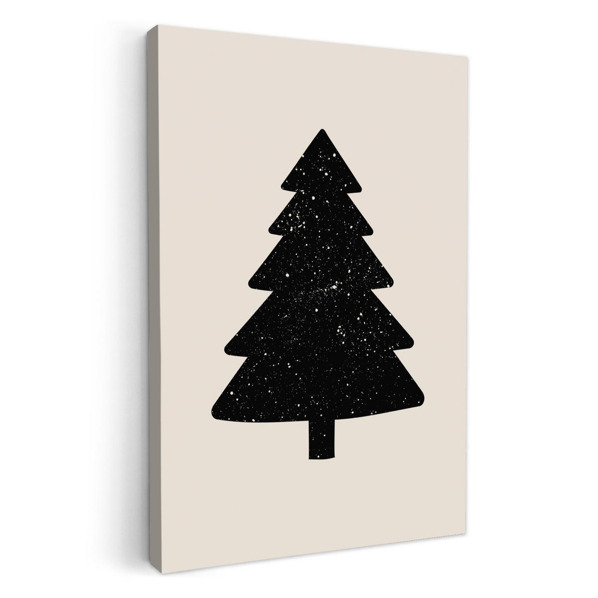 LEINWANDBILD Weihnachtsbaum - Schwarz - Urlaub - Beige 20x30 cm - Schwarz, Textil (20/30cm) - MuchoWow