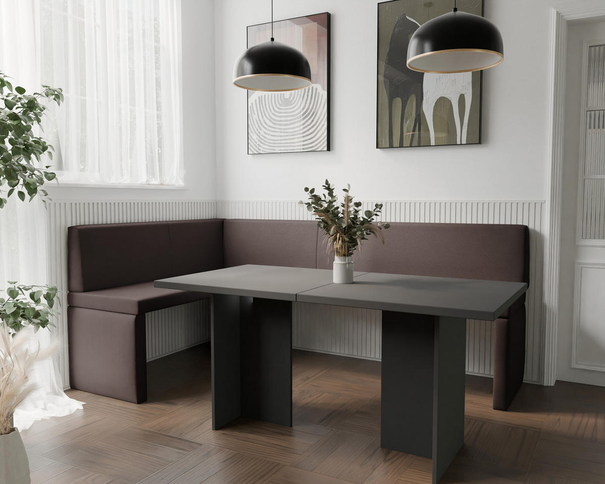ECKBANK links OWEN Kunstleder, 128/168 cm Braun - Braun, Holz/Kunststoff (128/168cm) - Idohome