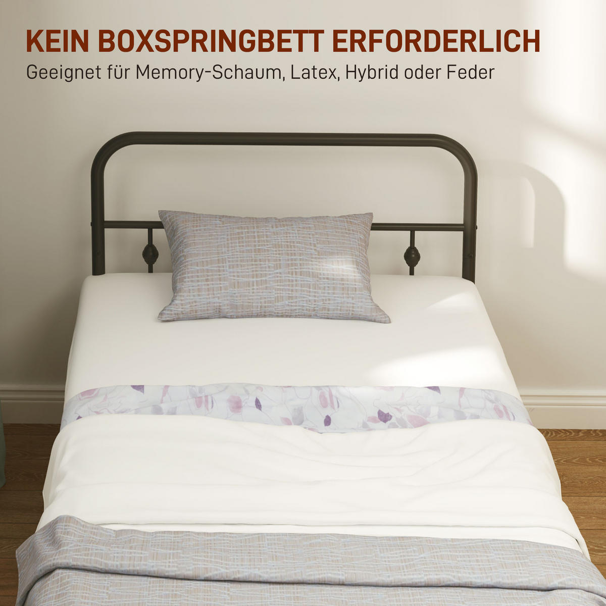 BETTRAHMEN für Matratze 200 x 90 cm, 82,5 cm hoch Metallbett, Schwarz - Schwarz, Metall - HOMCOM