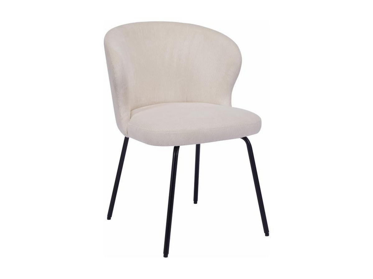 STUHL 2er-Set - Cord & schwarzes Metall - Cremefarben - RELIOZA - Creme, Textil (57.5/78/56.5cm) - Vente-Unique