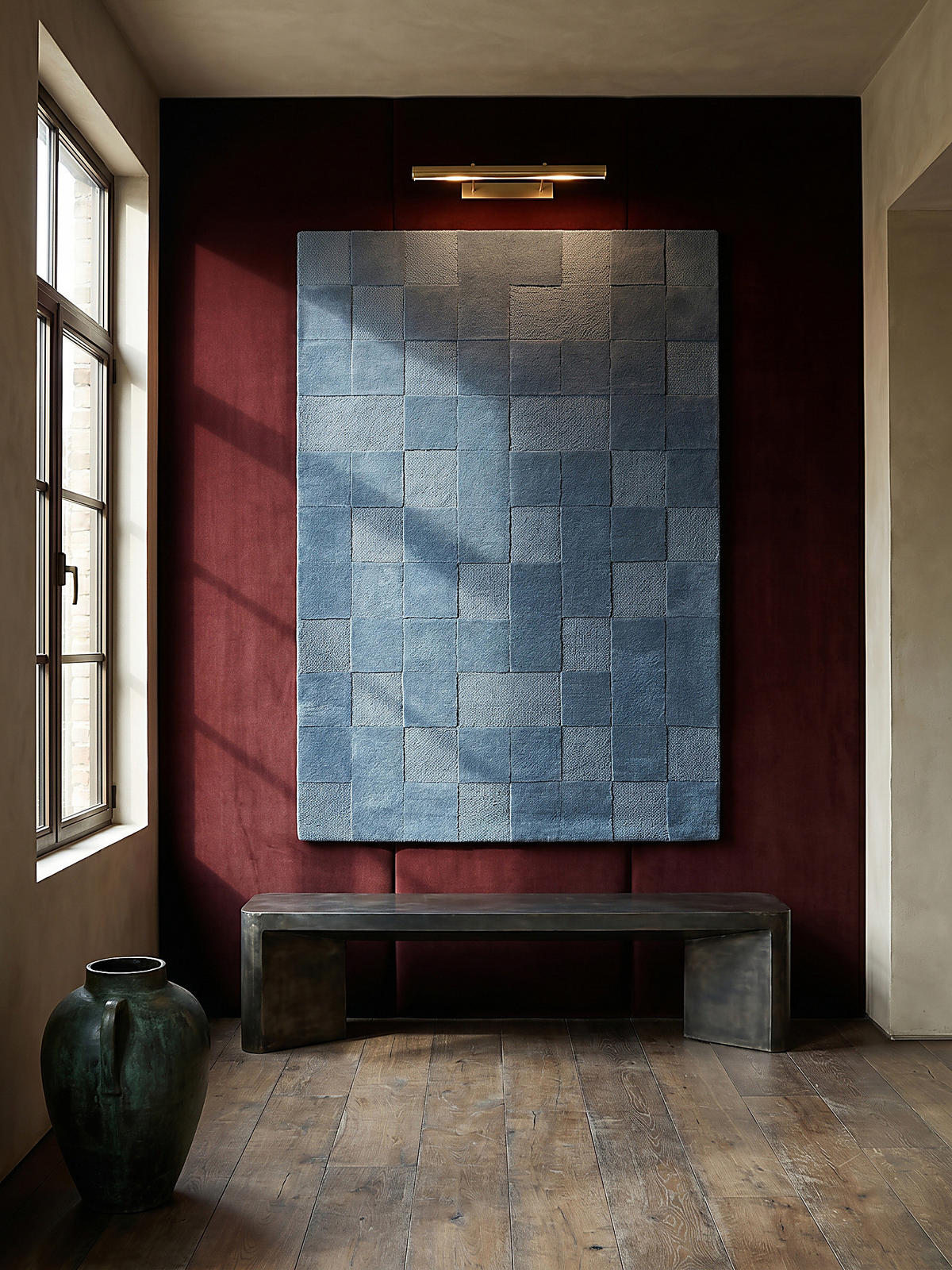WOLLTEPPICH DEBEN, mit Schachbrettmuster, Blau, 160 x 230 cm - Blau, Textil (230/160cm) - KADIMA DESIGN