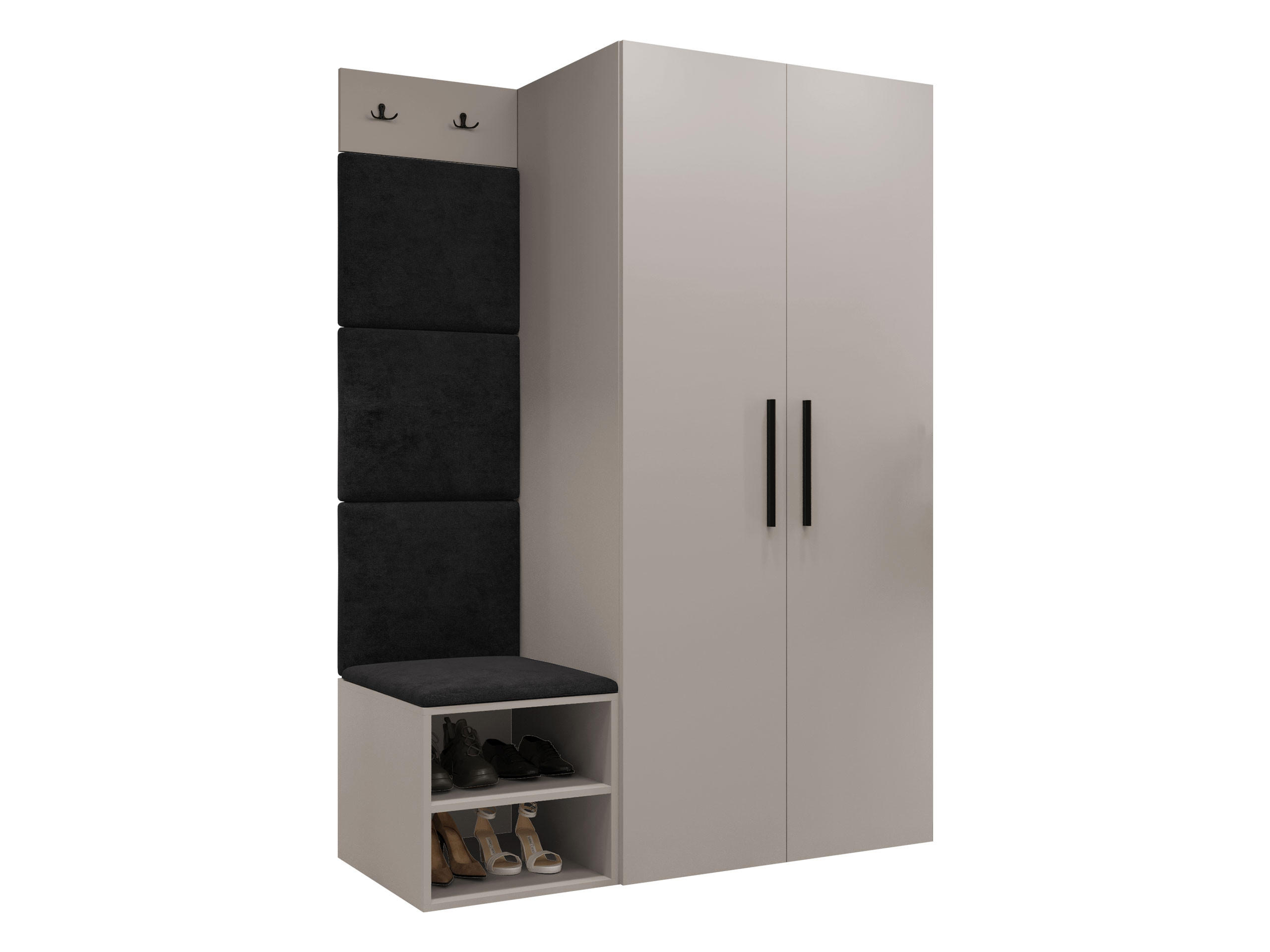 GARDEROBEN-SET Medi IV - Kaschmir/Anthrazit, Holzwerkstoff/Kunststoff (80/191/50cm) - MIRJAN24