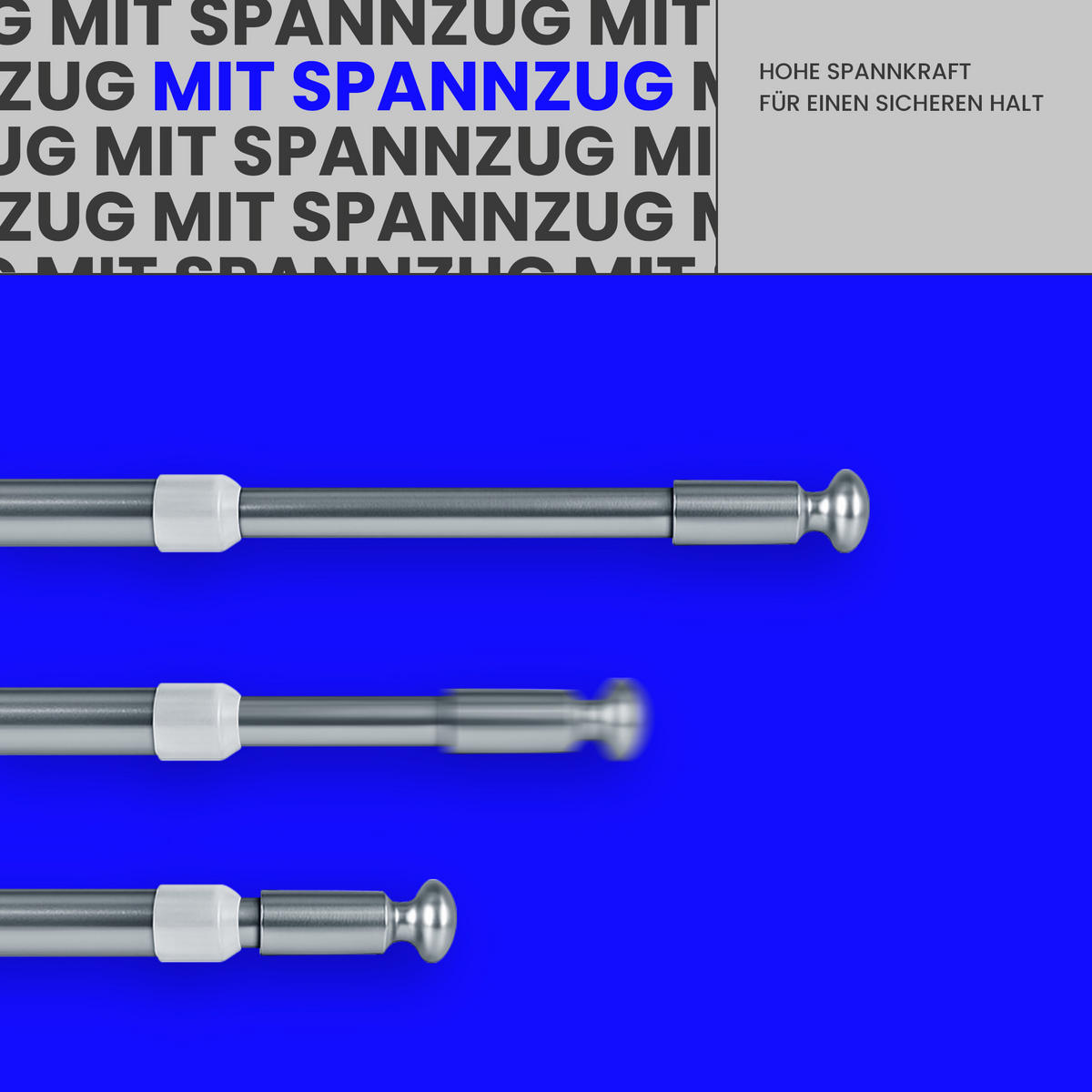 KLEMMSTANGE ausdrehbar/ausziehbar Ø8/10mm ( Silber Fit-Ball ) 80-100 cm - Silberfarben, Metall (1/1/100cm) - Bestlivings
