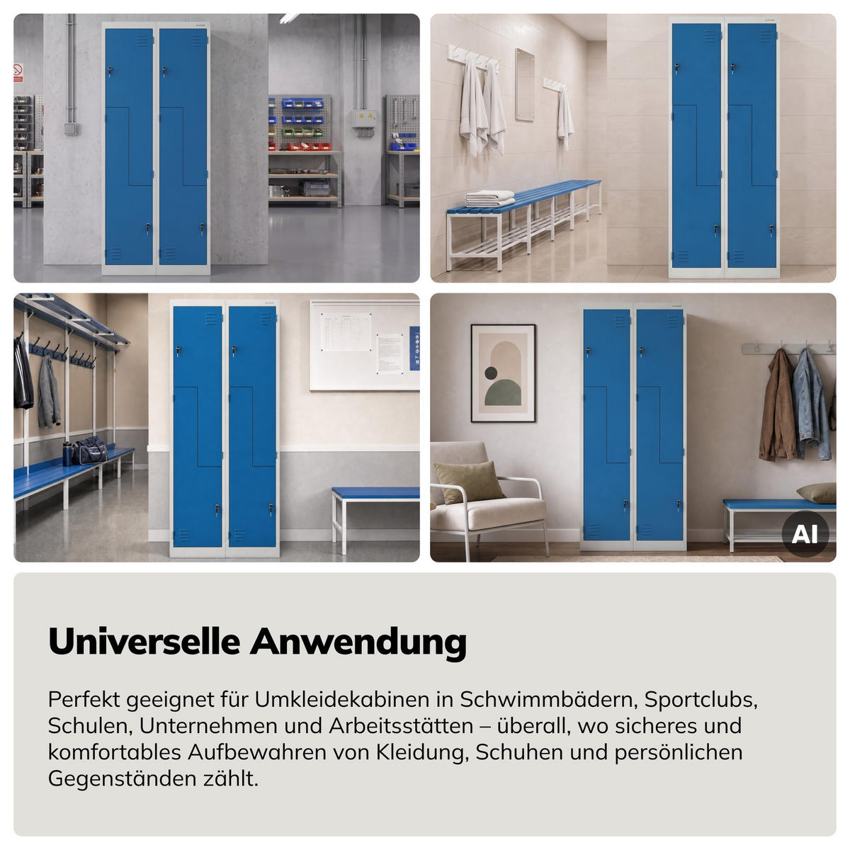 KLEIDERSCHRANK JULIA 185x80x45 cm - Blau/Grau, Metall (80/185/45cm) - Jan Nowak