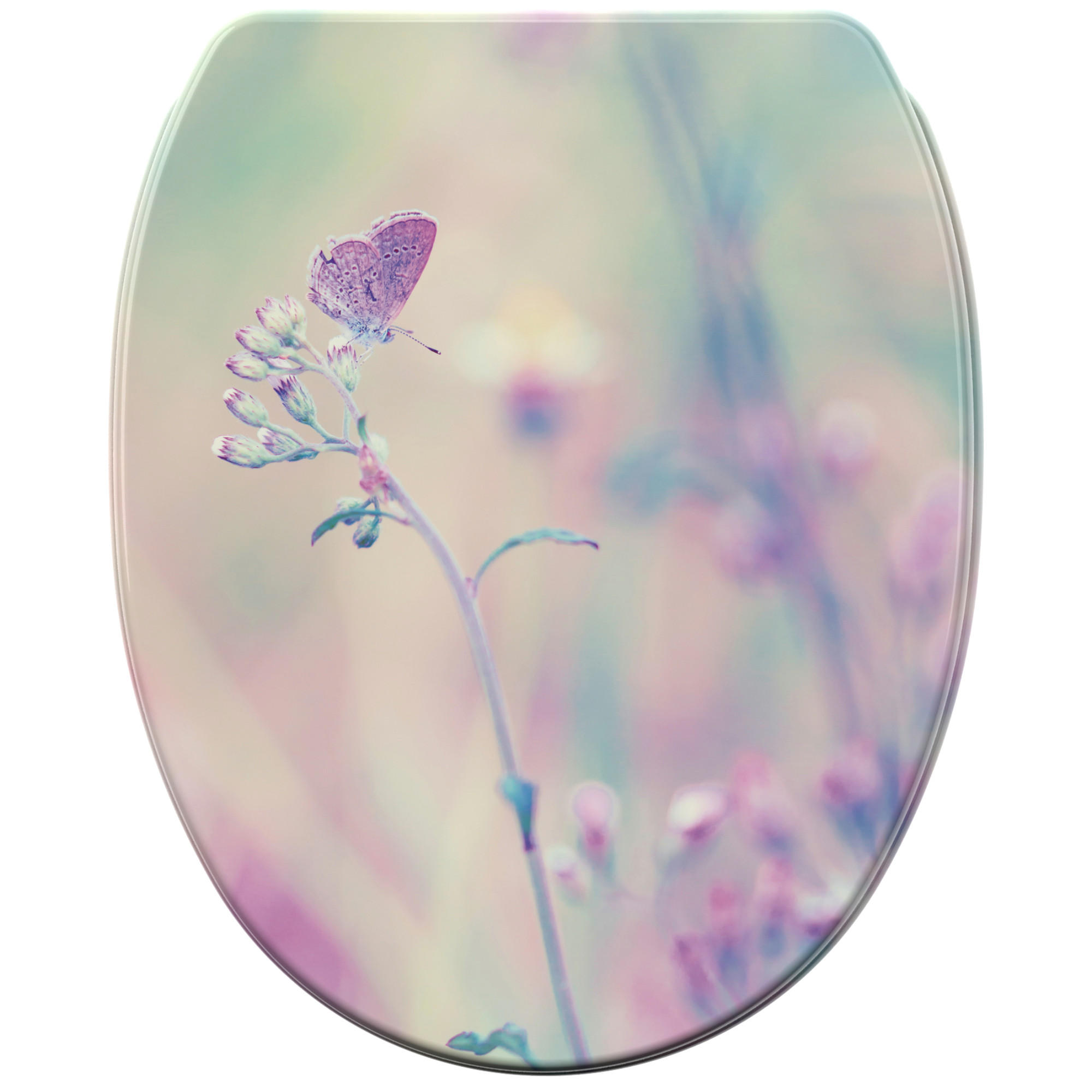 WC-SITZ mit Absenkautomatik & Top Fix Meadow - Lila, Holzwerkstoff (37.7/5.5/48cm) - Sanilo