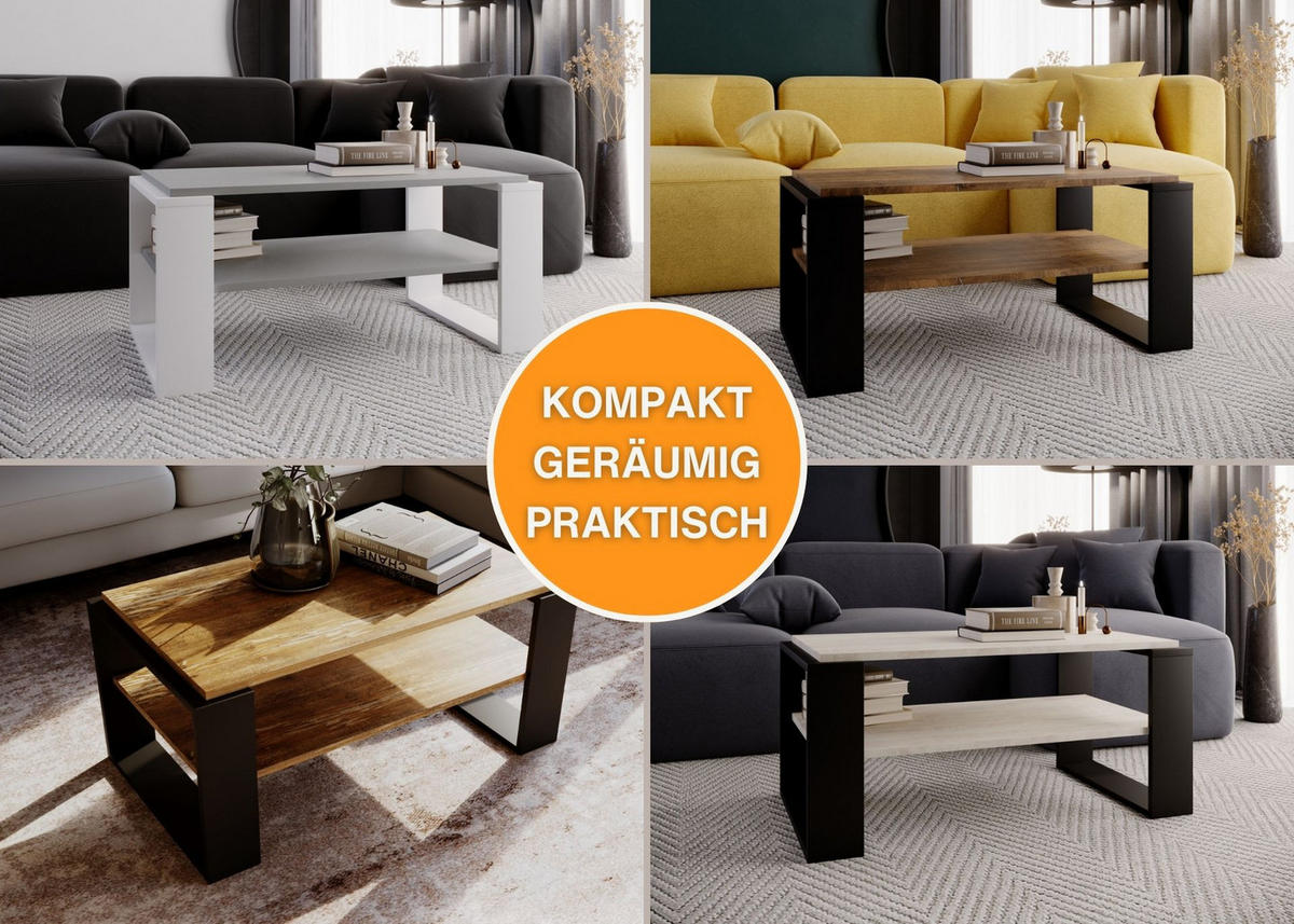 COUCHTISCH Holzwerkstoff rechteckig stabil Dunkelgrau 42/54/96cm - Dunkelgrau/Weiß, Holzwerkstoff (53.8/96/42cm) - CraftPAK