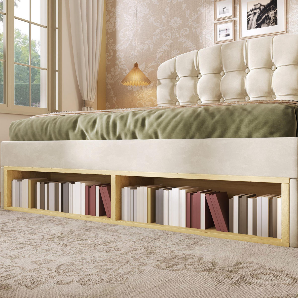 POLSTERBETT & 2 Schubladen Gepolstertes Kopfteil - Beige, Textil (140/190cm)