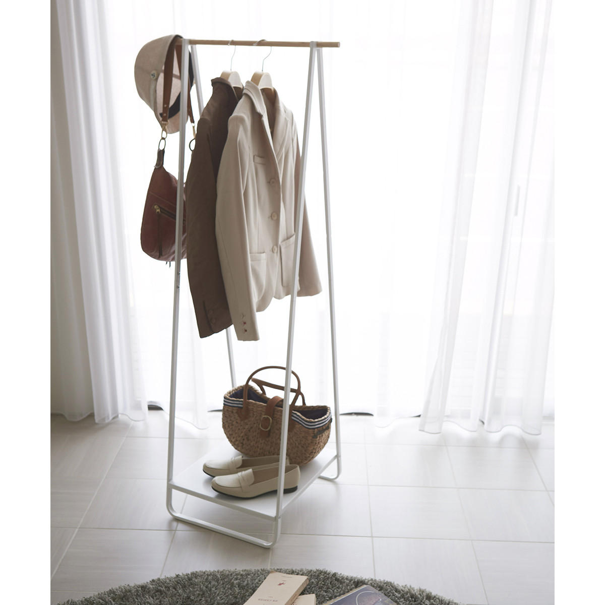 KLEIDERSTÄNDER aus Metall und Holz - H140 cm - Weiß, Metall (47/140/52cm) - Yamazaki