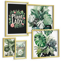 BILDER SET 5er Set - 50x50 cm & 20x30 cm & 40x60 cm Goldrahmen - Japanische Natur und Japandi-Stil - Goldfarben, Kunststoff (40/60cm) - TULUP