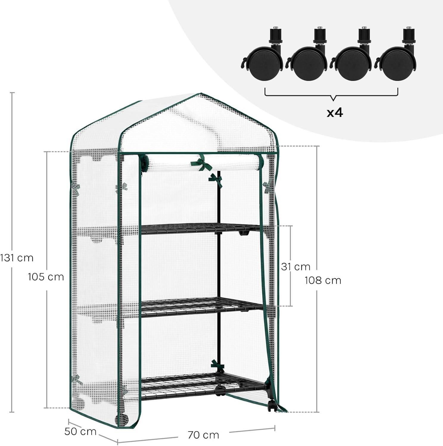 Thumbnail - Woltu Gewächshaus, Weiß, Textil, Metall, 70x131x50 cm, Gartenzubehör, Gewächshäuser