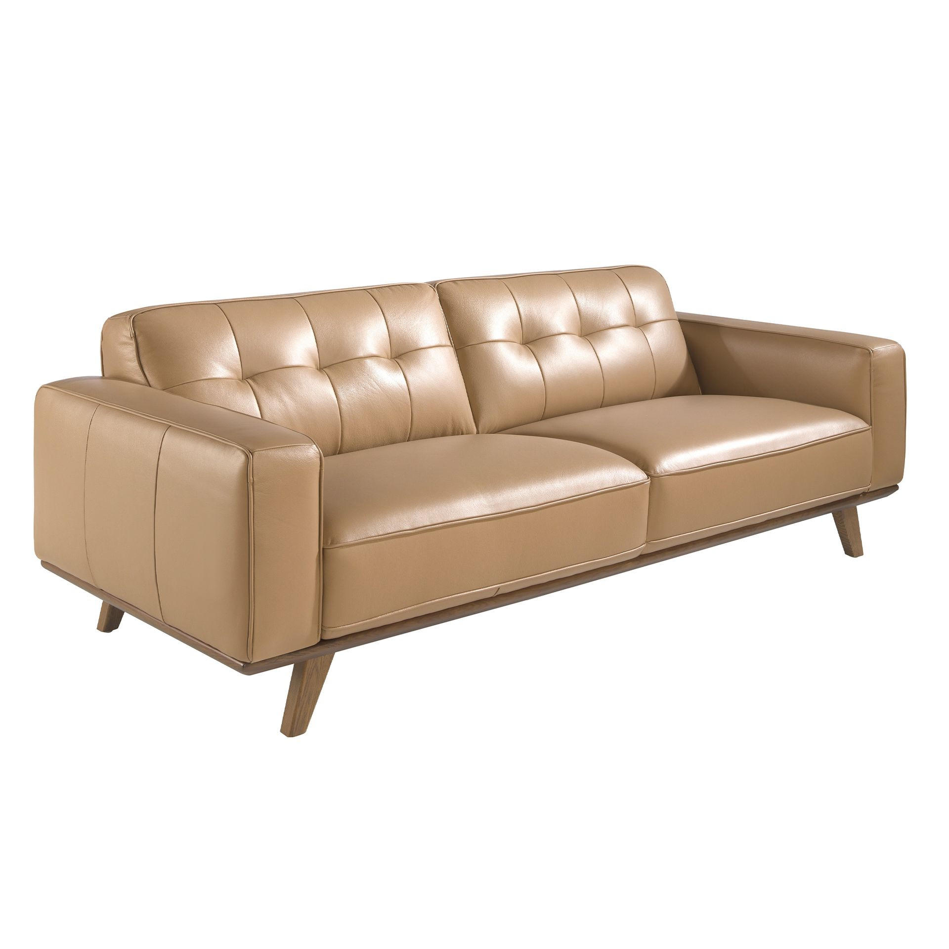 Angel Cerda Chesterfield-Sofa Beige, Walnuss 227x78x95 cm