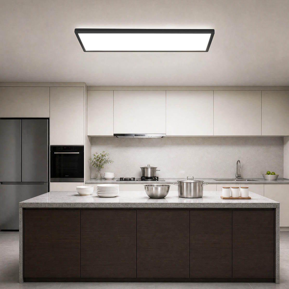 LED DECKENLEUCHTE Vexith 58/20/3.1 cm - Schwarz, Kunststoff (58/20/3.1cm) - ZMH
