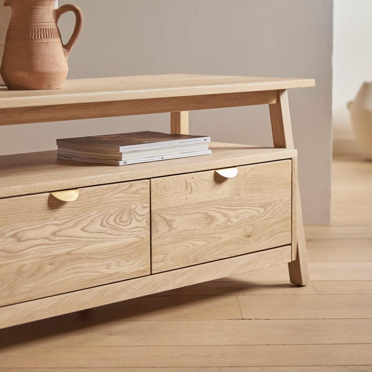 TV-SCHRANK Pola Natur aus Eiche - Naturfarben, Holz (150/50/47cm) - Tikamoon