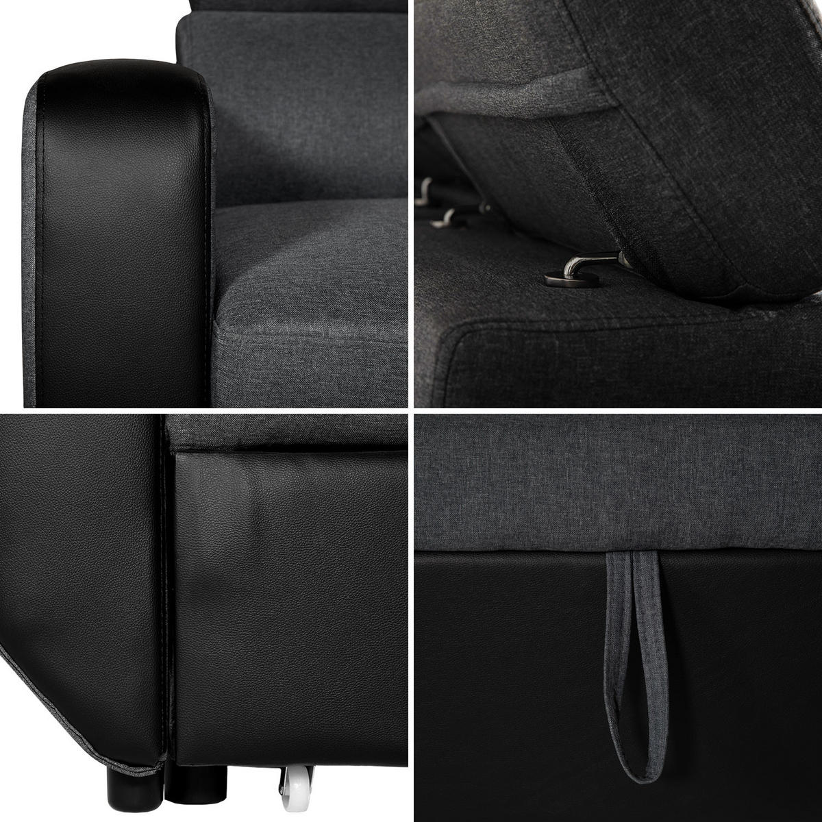 ECKSOFA WARREN Grau und Schwarz 3 Plätze - Dunkelgrau, Kunststoff (168/236cm) - Happy Garden