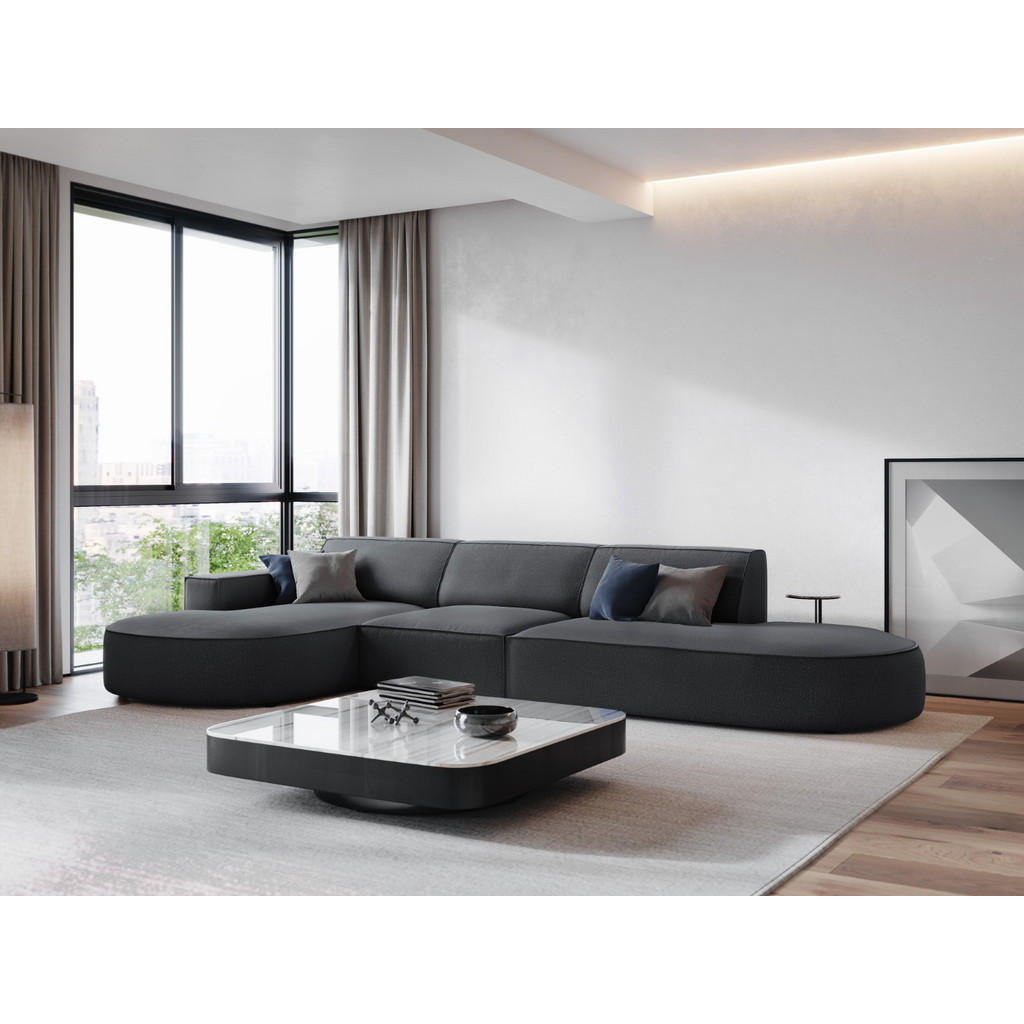 Thumbnail - Micadoni Ecksofa, Dunkelgrau, Textil, 4-Sitzer, L-Form, 342x166 cm, Hergestellt in Europa, Wohnzimmer, Sofas & Couches, ...