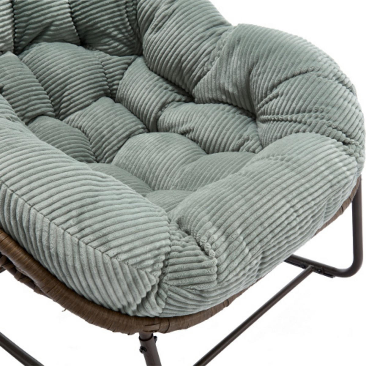 SCHAUKELSTUHL Schaukelsessel,Rattanstuhl mit Stahlrahmen,Grün-Cord - Mintgrün, Metall (94.5/80/111cm) - LVHOM