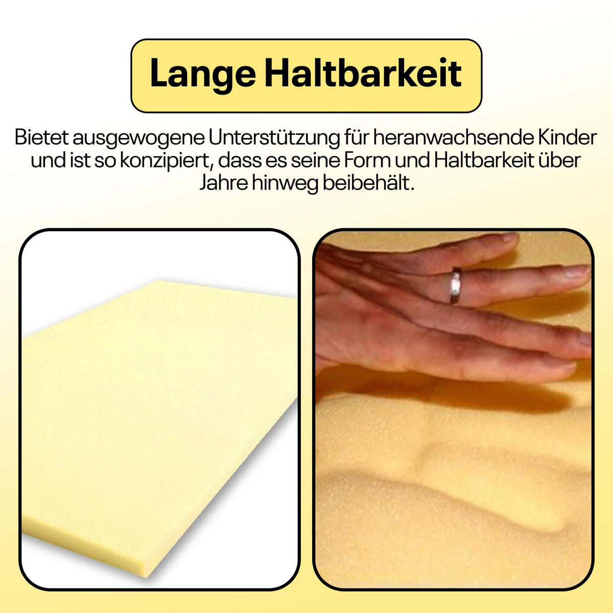 MATRATZEN TOPPER 140 x 200 cm viscoelastisch Schaumstoff ohne Bezug - Gelb, Naturmaterialien - Best for Kids