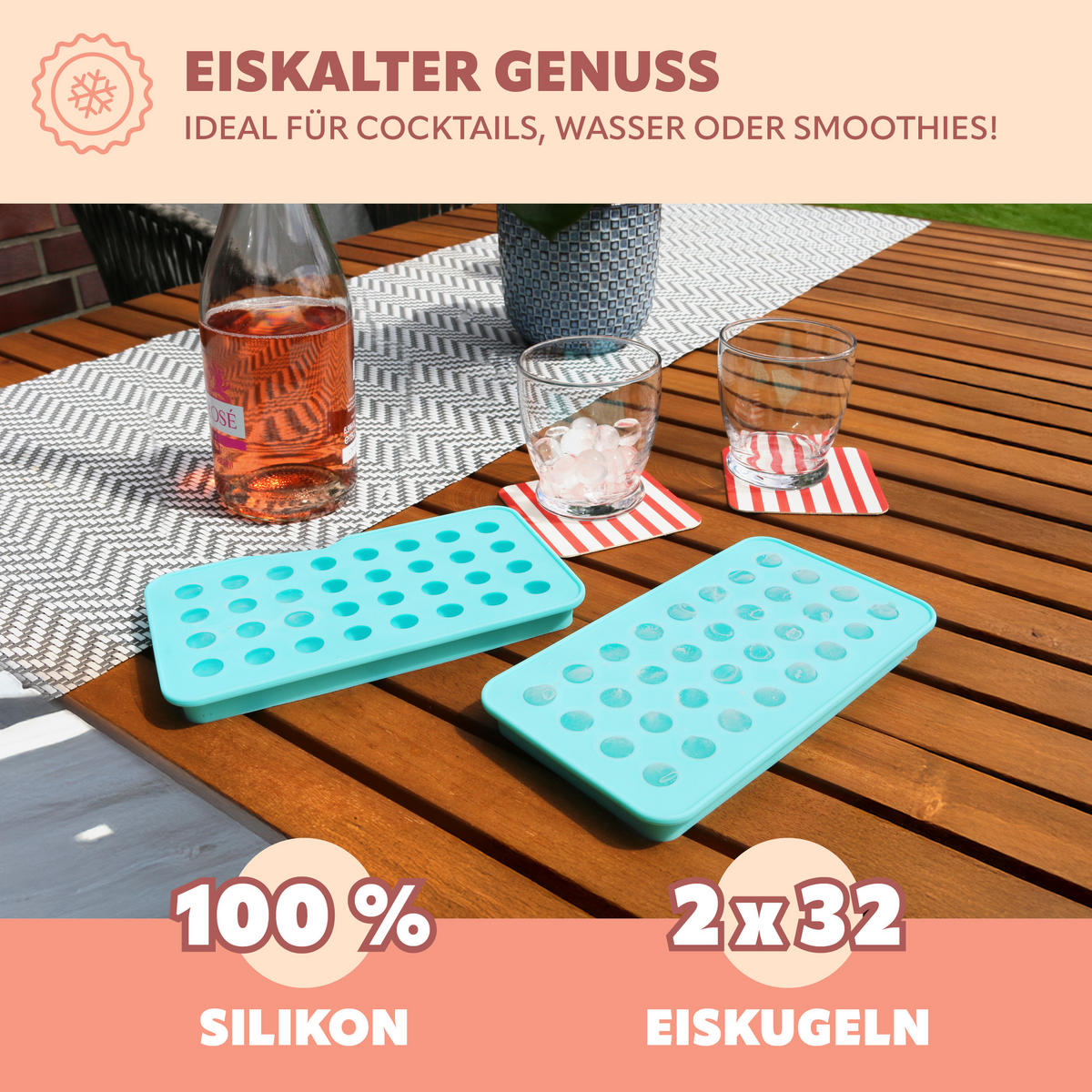 SILIKON-EISKUGELFORM, grün - Türkis, Kunststoff (19.5/2/11cm) - bremermann