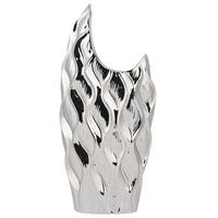 DEKOVASE Steinzeug silber Haluza - Silberfarben, Stein (35cm) - Beliani