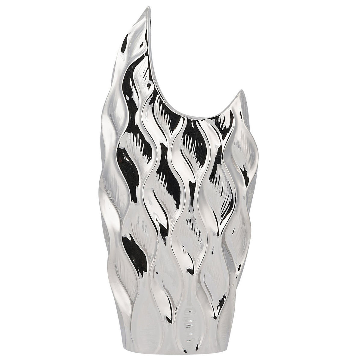 DEKOVASE Steinzeug silber Haluza - Silberfarben, Stein (35cm) - Beliani