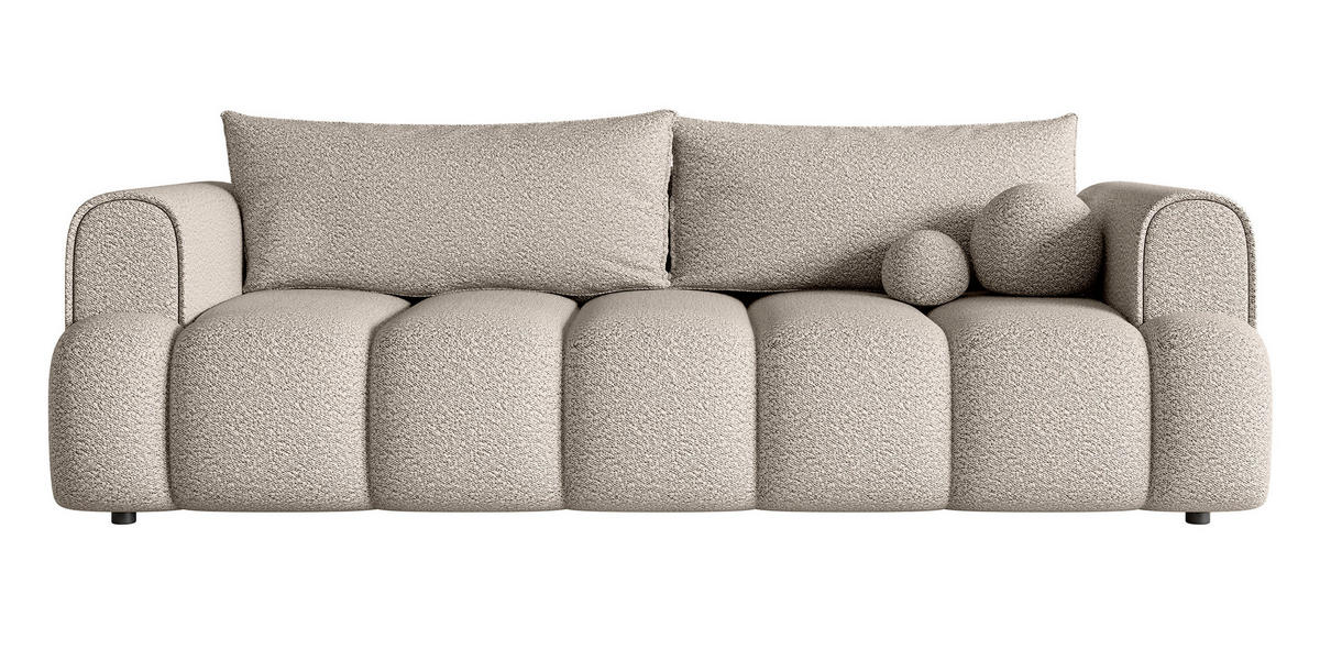 SCHLAFSOFA Dandelino Hellbeige Boucle - Beige/Schwarz, Kunststoff/Textil (250/90/112cm) - Selsey
