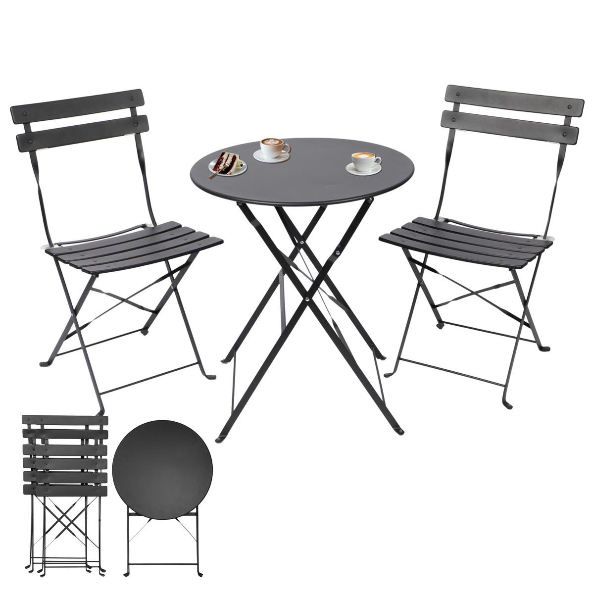 BISTRO SET Schwarz - Schwarz, Metall - Albatros