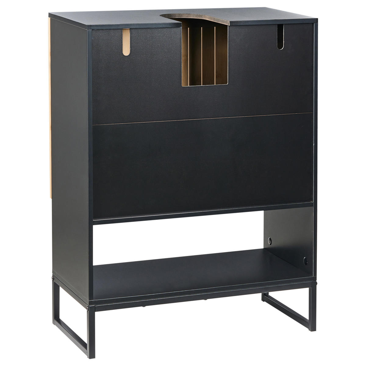 WASCHBECKENUNTERSCHRANK Bambus 60 cm Hellbraun Miscanti - Hellbraun, Holz (60/80/30cm) - Beliani