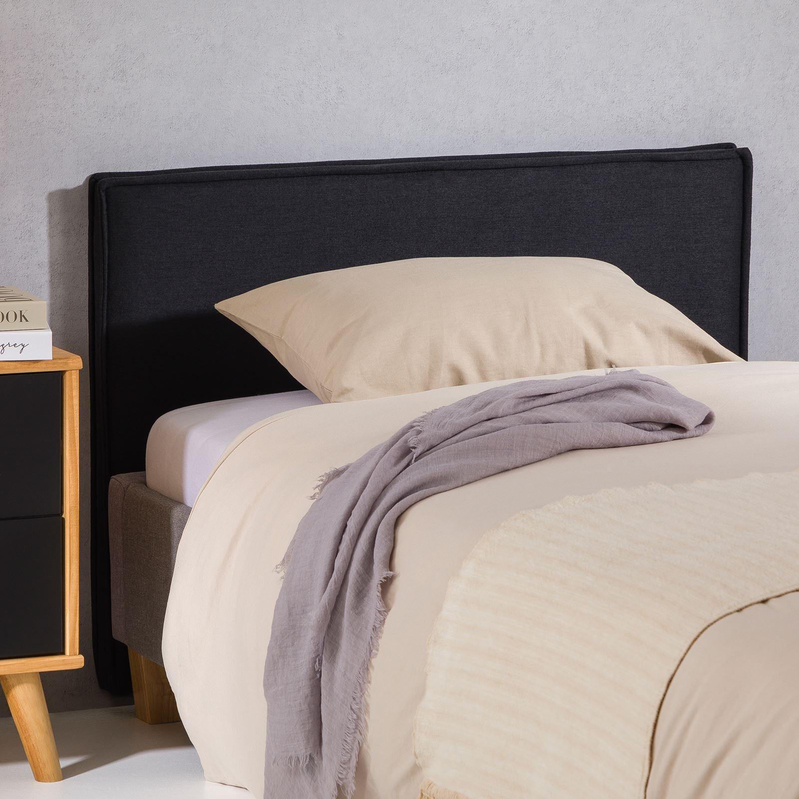 KOPFTEIL ANISA 90X190 CM - Schwarz, Textil (91/69/6cm) - IDIMEX