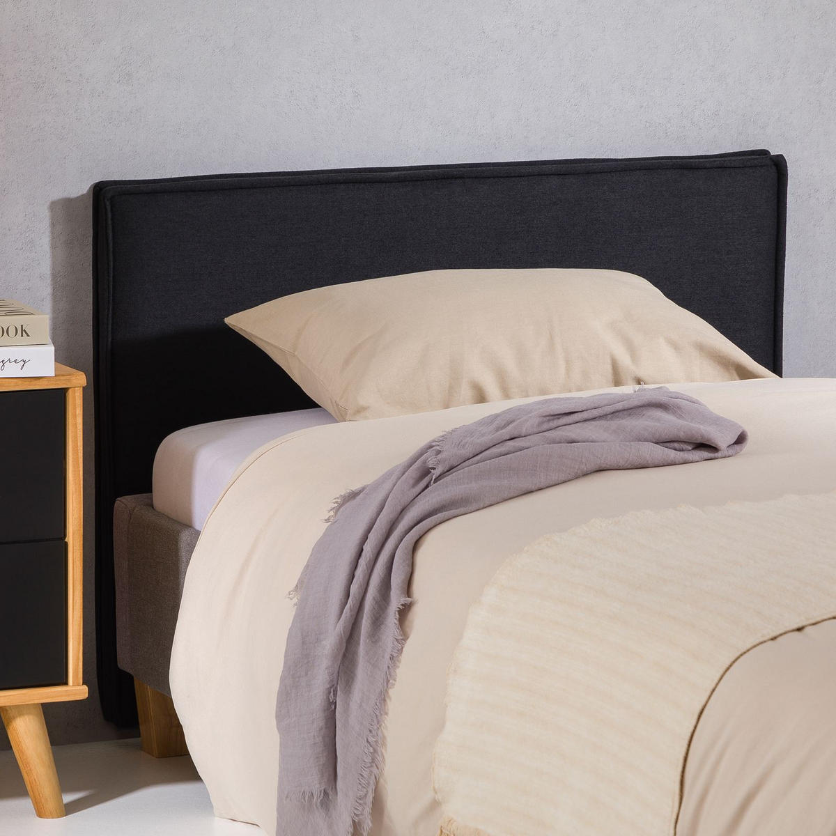 KOPFTEIL ANISA 90X190 CM - Schwarz, Textil (91/69/6cm) - IDIMEX