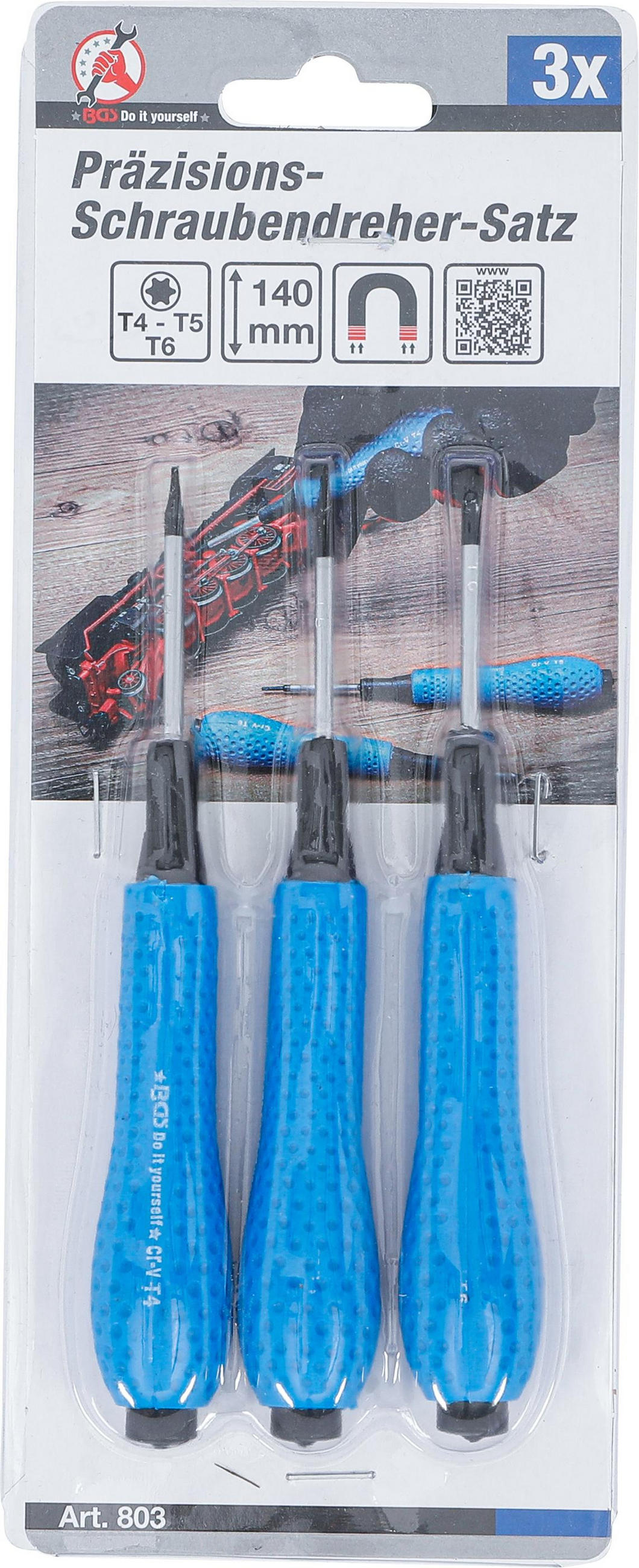 PRÄZISIONS-SCHRAUBENDREHER-SATZ | T-PROFIL (FÜR TORX) T4 / T5 / T6 | - Multicolor, Kunststoff/Metall (1/1cm) - BGS technic