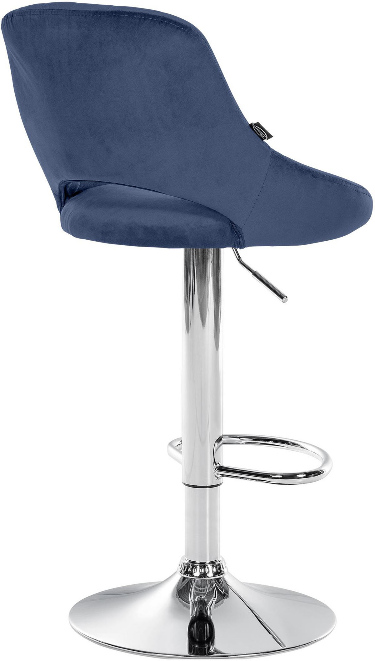 BARHOCKER Milos Samt chrom blau - Blau/Chromfarben, Textil/Metall (47/106/48cm) - TPFLiving