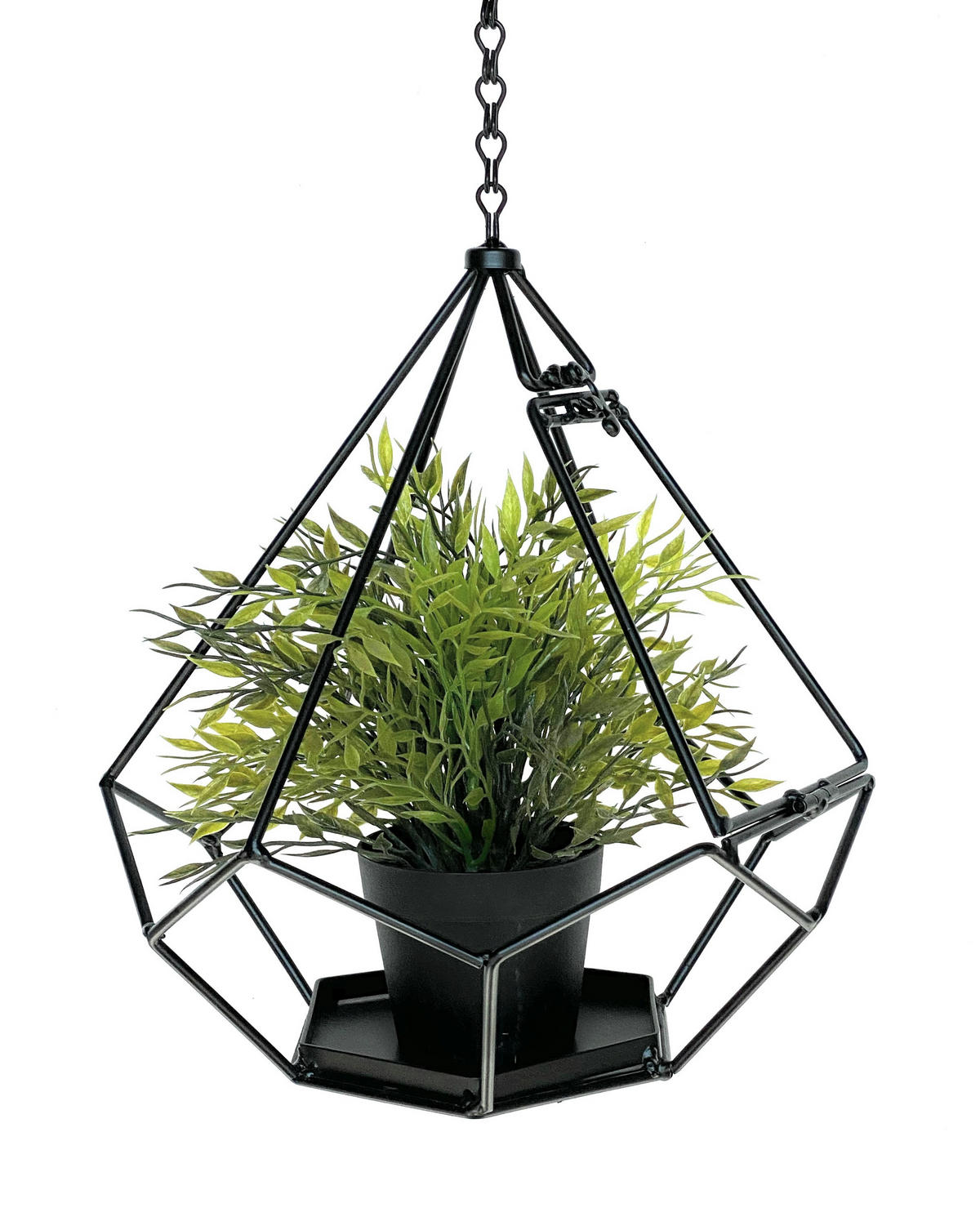 BLUMENAMPEL Innen Metall Wand 64 cm 96075 S mit Tür 6 Ecken - Schwarz, Metall (29/64/29cm) - DanDiBo