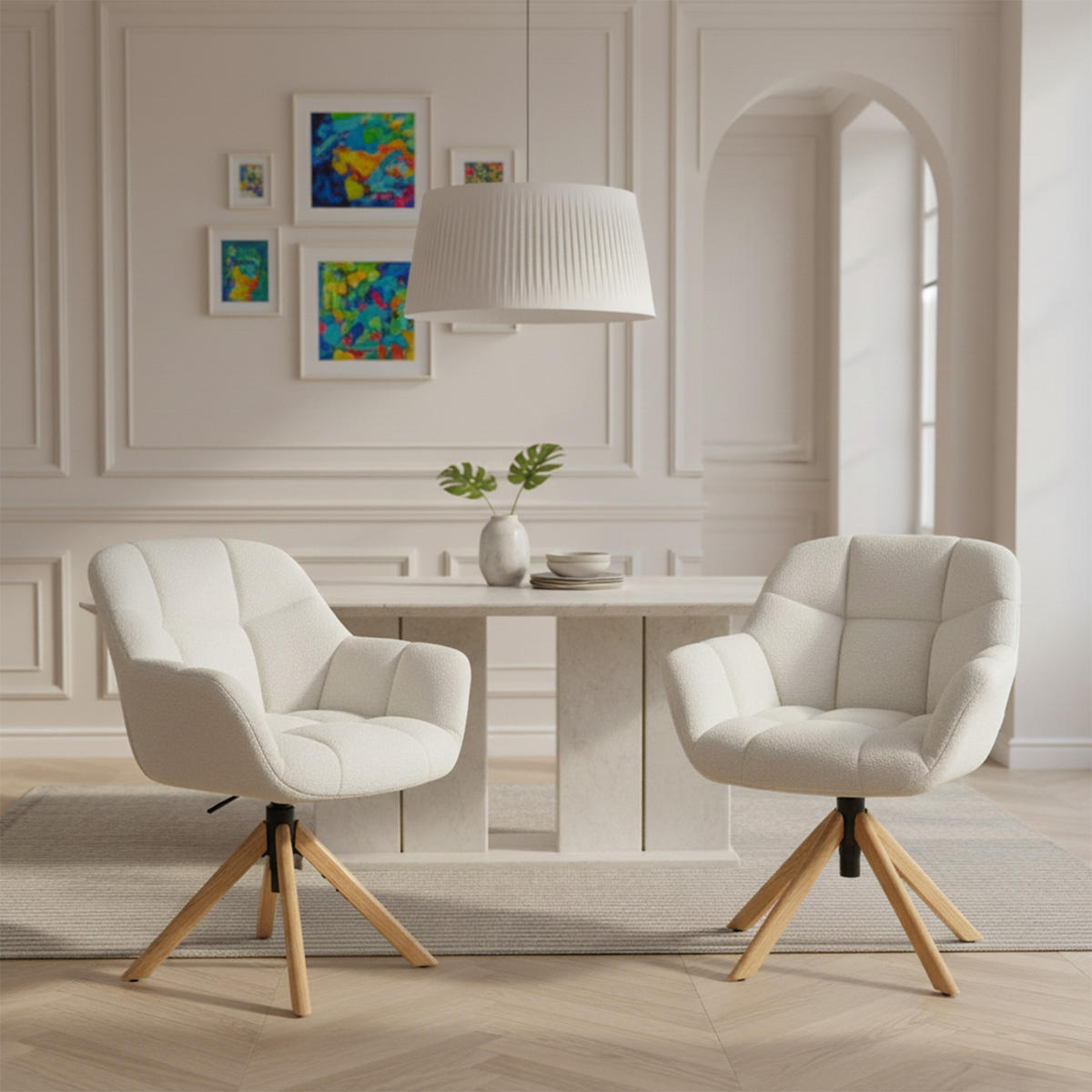 BÜROSTUHL Mika-Iven - Honigeiche/Creme, Eichenholz/Holz (65/82/66cm) - DUBI Möbel