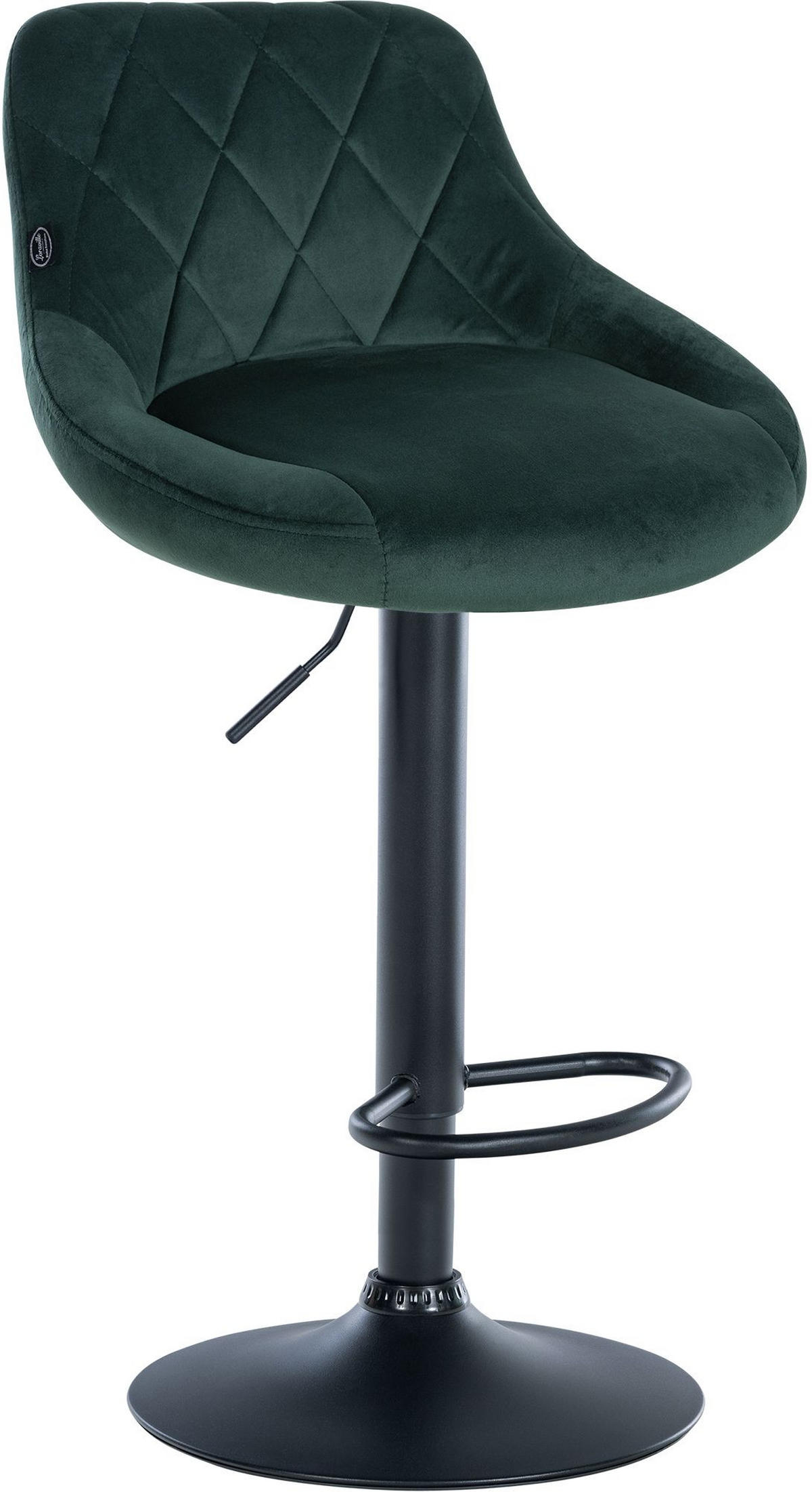 BARHOCKER 2er Set Samt dunkelgrün - Dunkelgrün/Schwarz, Textil/Metall (46/83/49cm) - CLP