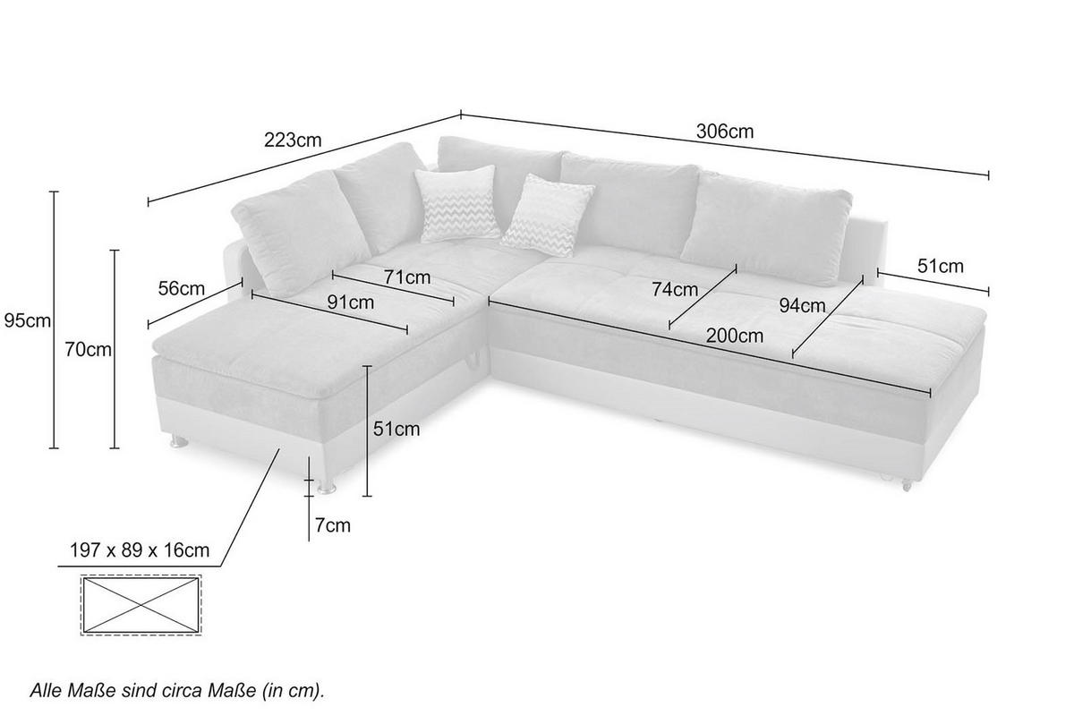 ECKSOFA-DAUERSCHLÄFER Doppelbett 306/223/95 cm Boxspring Federkern Topper, Schwenkteil rechts, Kunstleder Beige+Mikrofaser Grau Braun / 15102 - Chromfarben/Beige, Textil/Metall (306/223cm) - luma-home