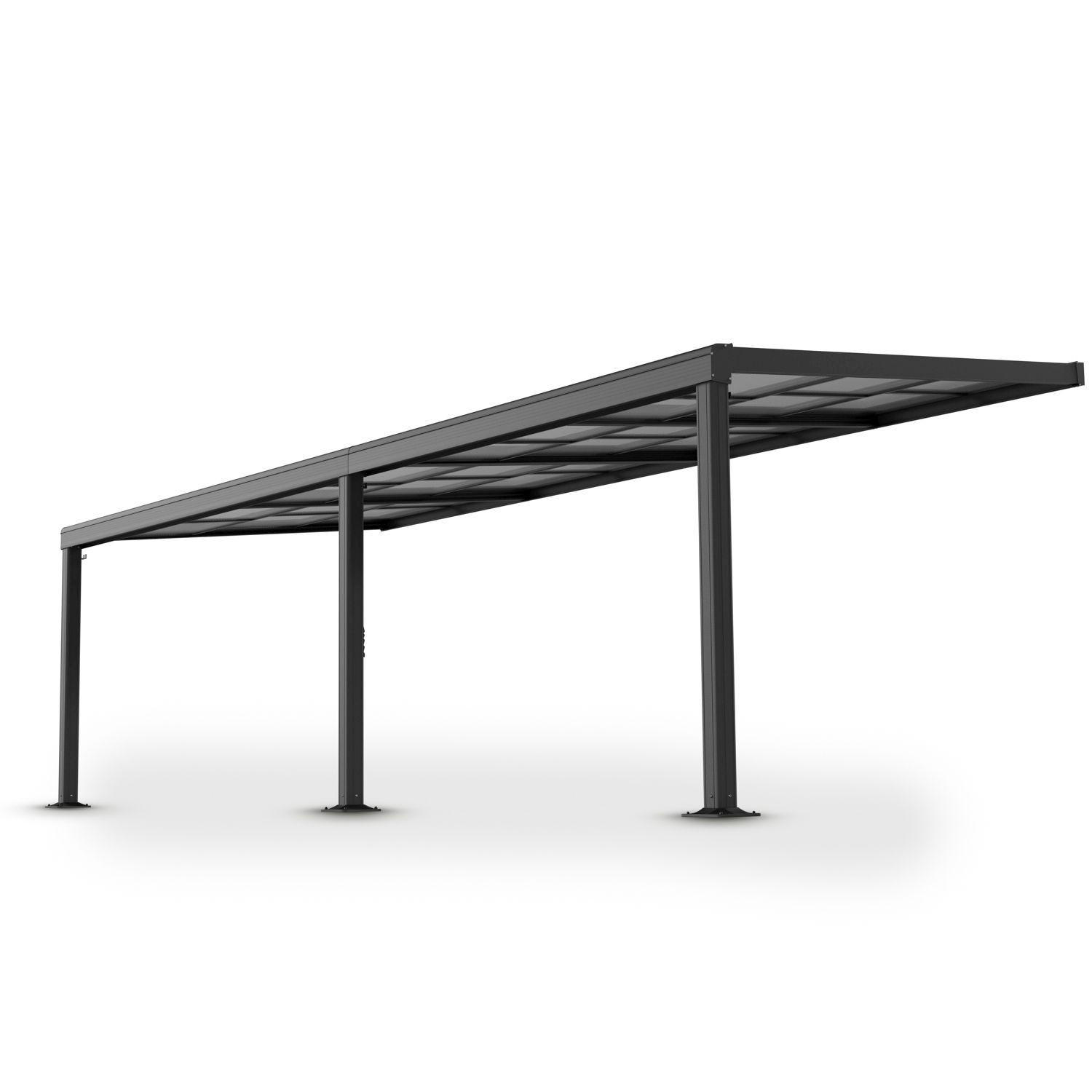 TERASSENDACH Jakarta 7x3m dunkelgrau mit Polycarbonatplatten - Dunkelgrau, Metall (300/254/700cm) - Juskys