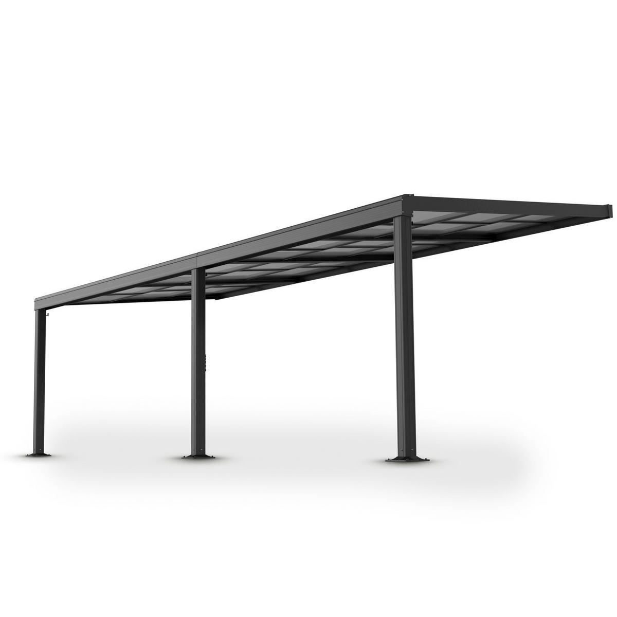 TERASSENDACH Jakarta 7x3m dunkelgrau mit Polycarbonatplatten - Dunkelgrau, Metall (300/254/700cm) - Juskys