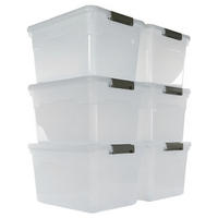 AUFBEWAHRUNGSBOX mit Deckel 45L im 6er Set Groß Rollen transparent stapelbar - Transparent, Kunststoff (52/30/38cm) - PROREGAL