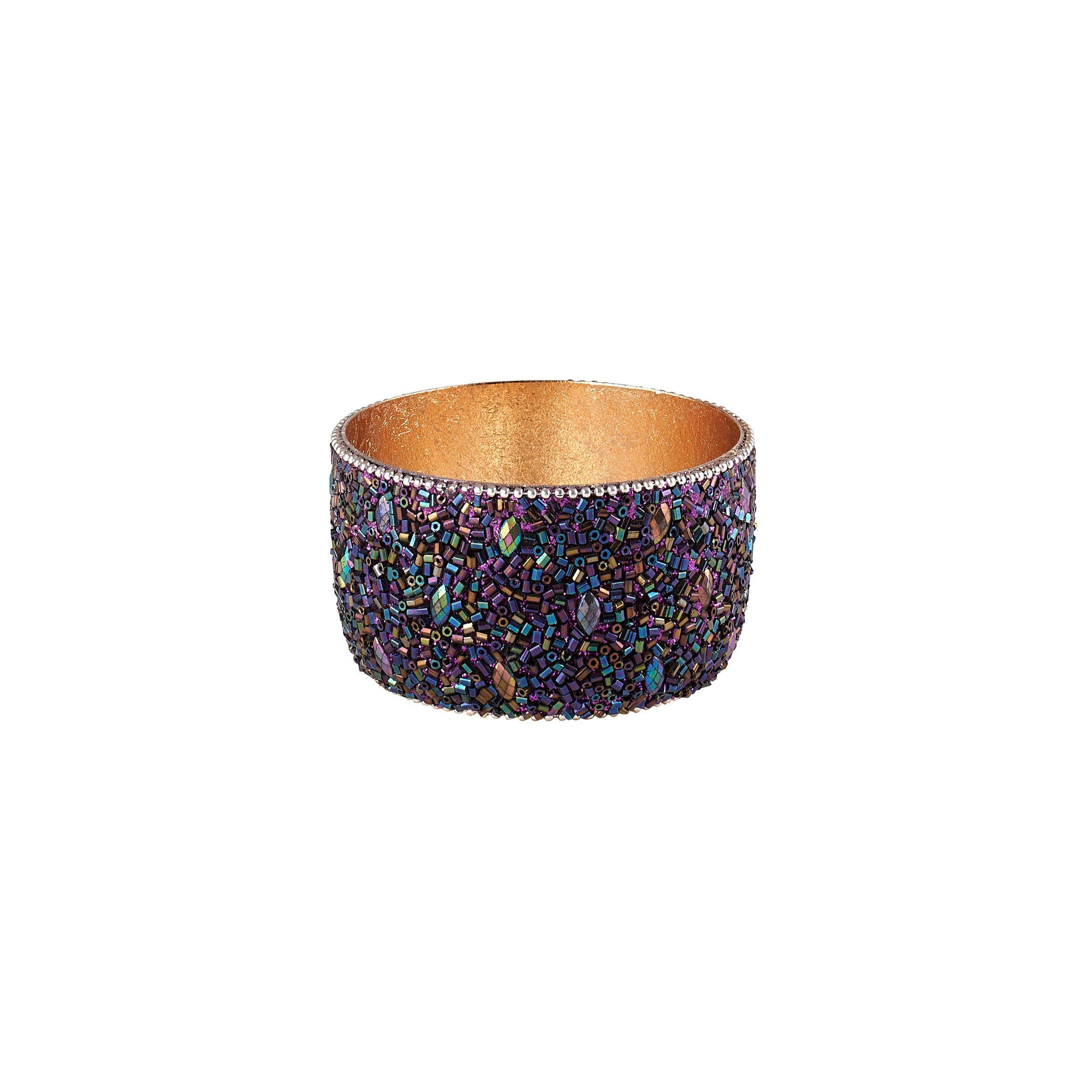TEELICHTHALTER Madras Perlen S, Eisen / Glas, Lila, 8.5 cm - Lila, Metall (5cm) - Gift Company