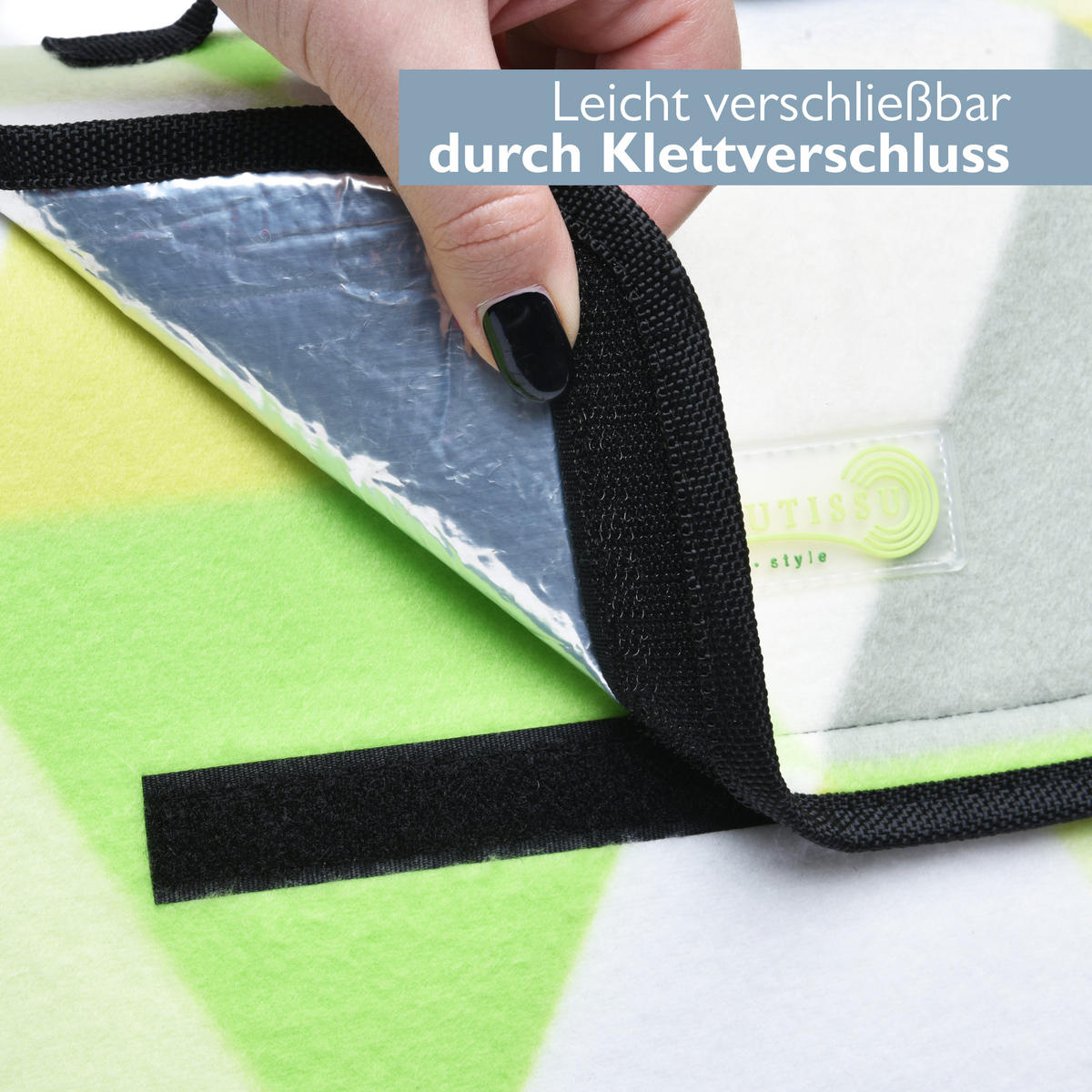 PICKNICKDECKE Bella DE 200x200cm Hellgrün-Kariert - Hellgrün, Kunststoff/Textil (200/200cm) - Beautissu 