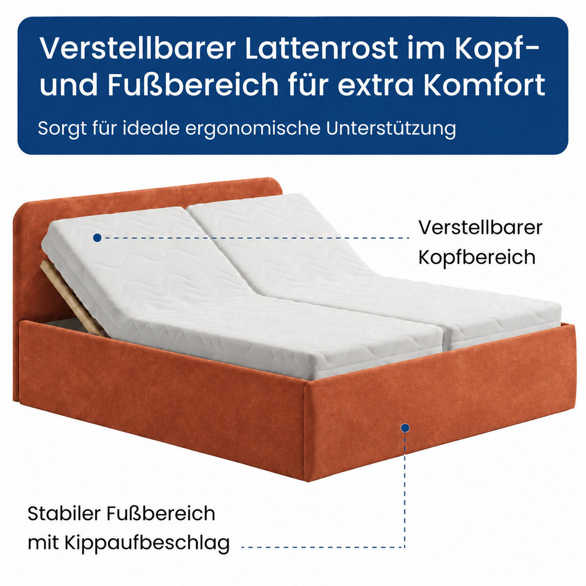 POLSTERBETT 200x200 cm Microvelours in Terra - Terracotta, Textil (200/200cm) - Home Collective